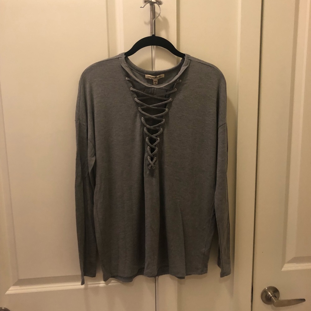 S Express grey cross neck sweater